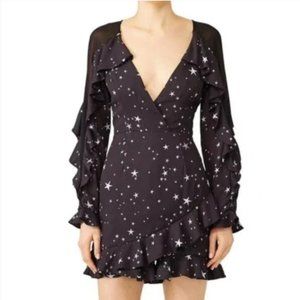 Fame And Partners Black Midnight Star Print Ruffles Romper sz 4